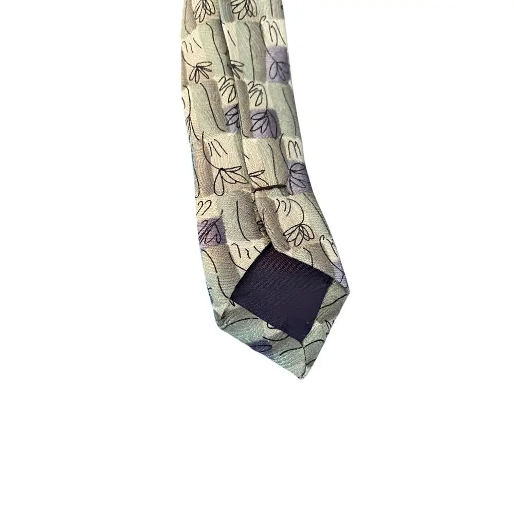 J Garcia Collection Tie Gray Abstract Floral 100% Silk‎ Necktie